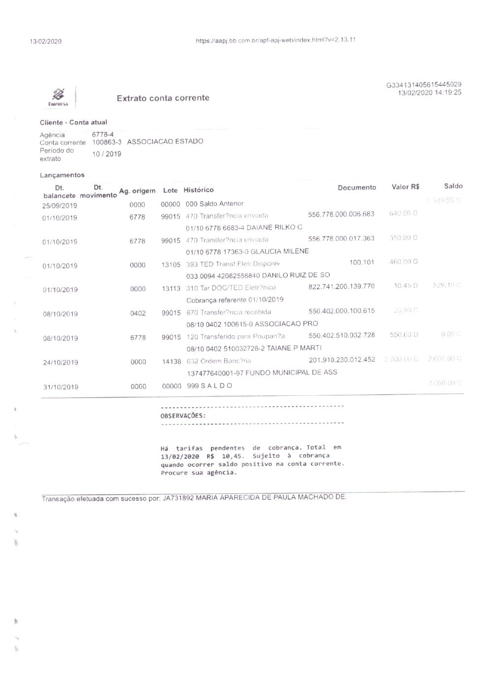 Página 6 de Prestação de Contas — Documentos Comprobatórios — Volume 2 — 2019/2020