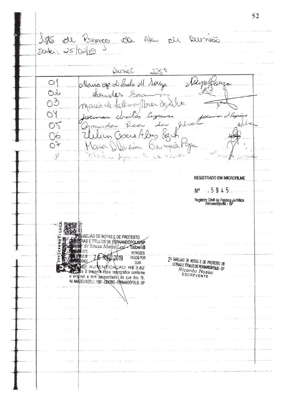 Página 20 de Prestação de Contas — 1º Termo Aditivo (COVID-19) ao Termo de Fomento nº 002/2020 — 2020