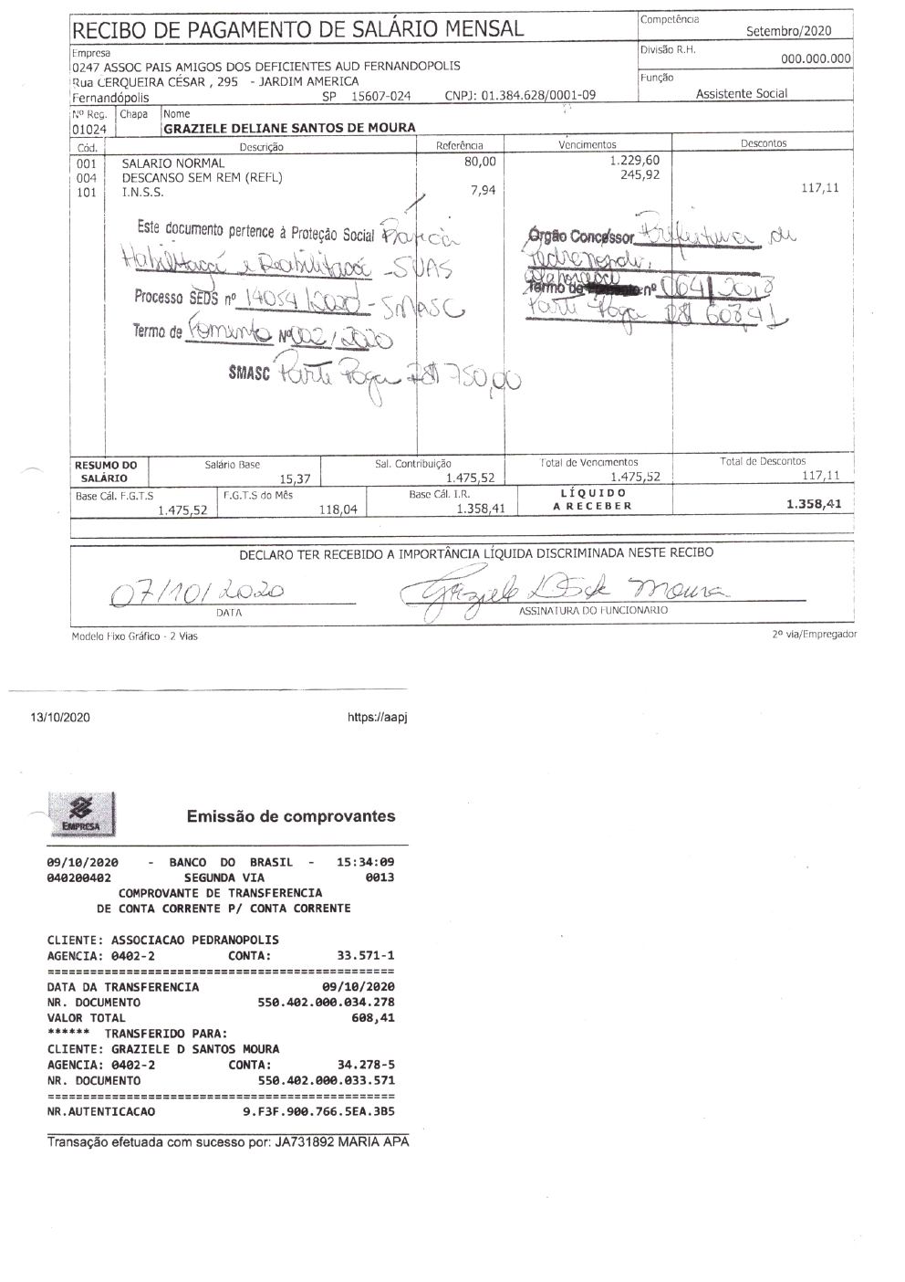 Página 10 de Prestação de Contas Anual — Pedranópolis — 2020 — Volume 2 (Recibos e Comprovantes)