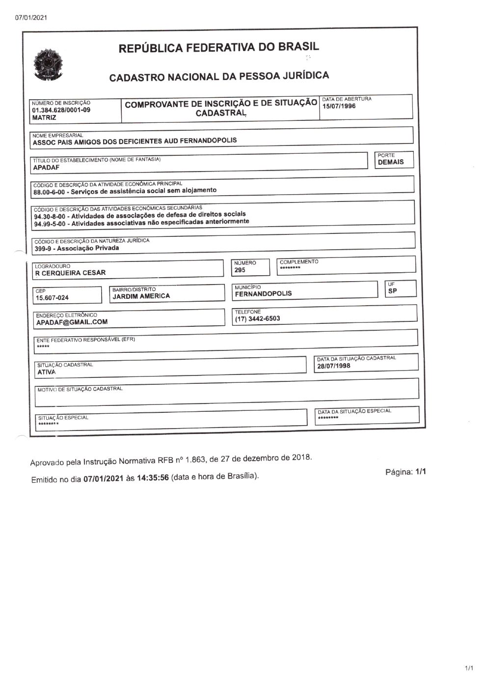 Página 35 de Prestação de Contas Anual — Pedranópolis — 2020 — Volume 2 (Recibos e Comprovantes)