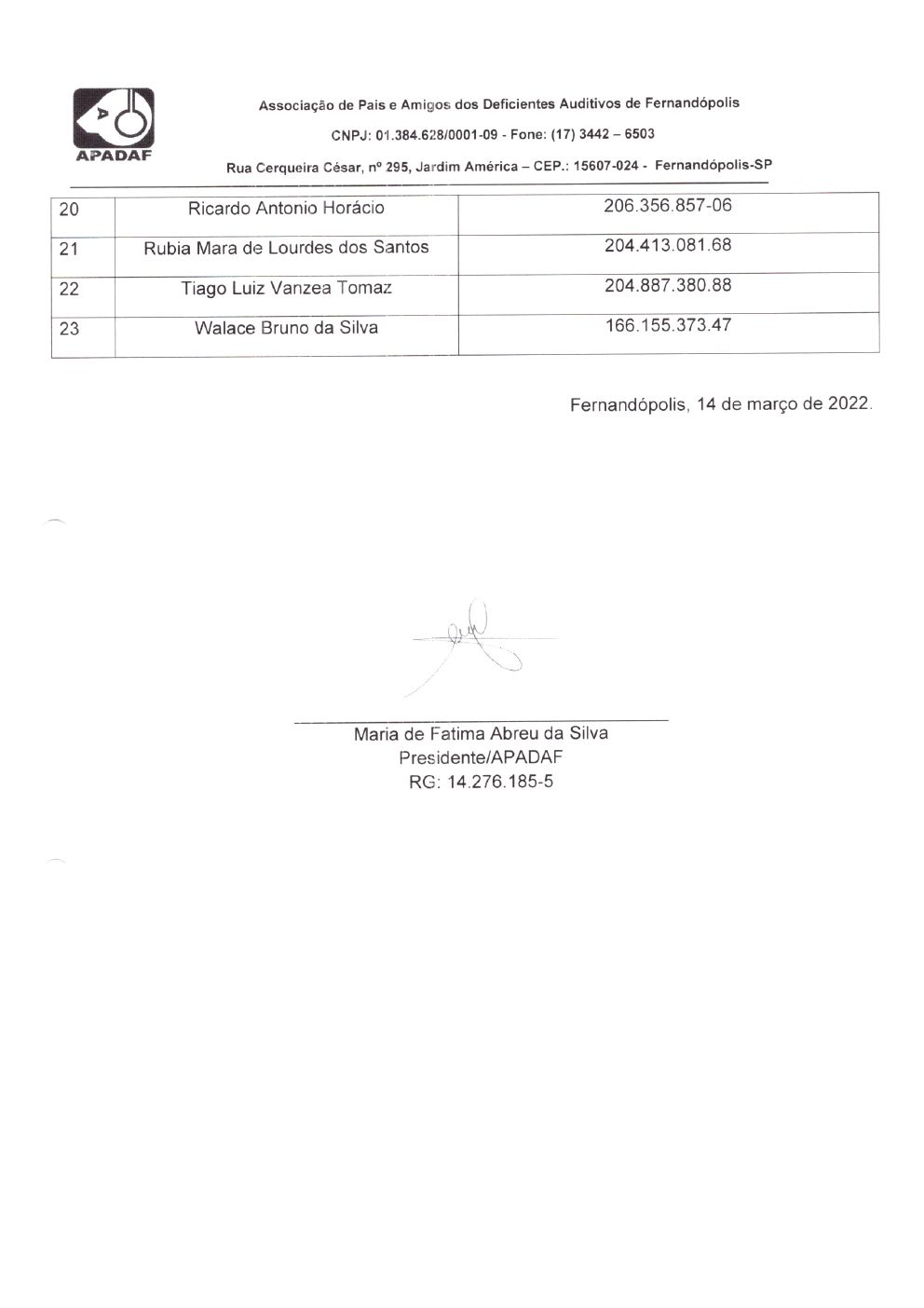 Página 16 de Prestação de Contas Mensal — Habilitação e Reabilitação — 2ª Parcela — Março/2022